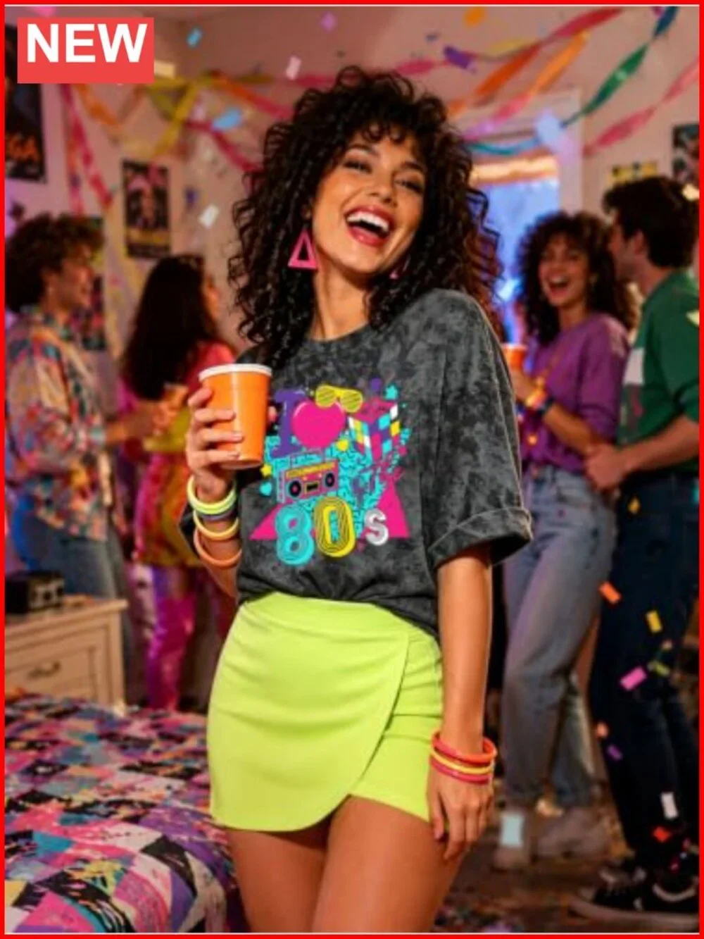 Oversized 80s 90s Graphic Tee Retro Disco Party T-Shirt